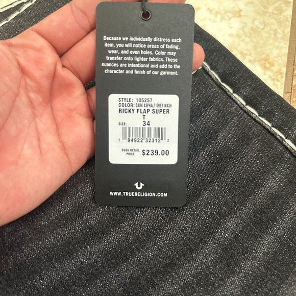 Grey true religion jeans size 34-34 - Picture 5 of 6